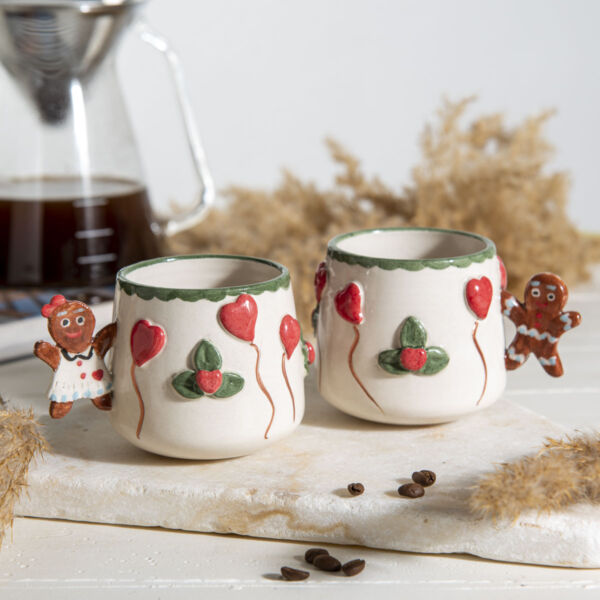 Seramik Kupa Seti – Gingerbread – Love – 2’li